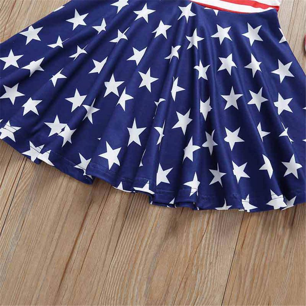 Girls Sleeveless Striped Star Dress trendy kids wholesale clothing