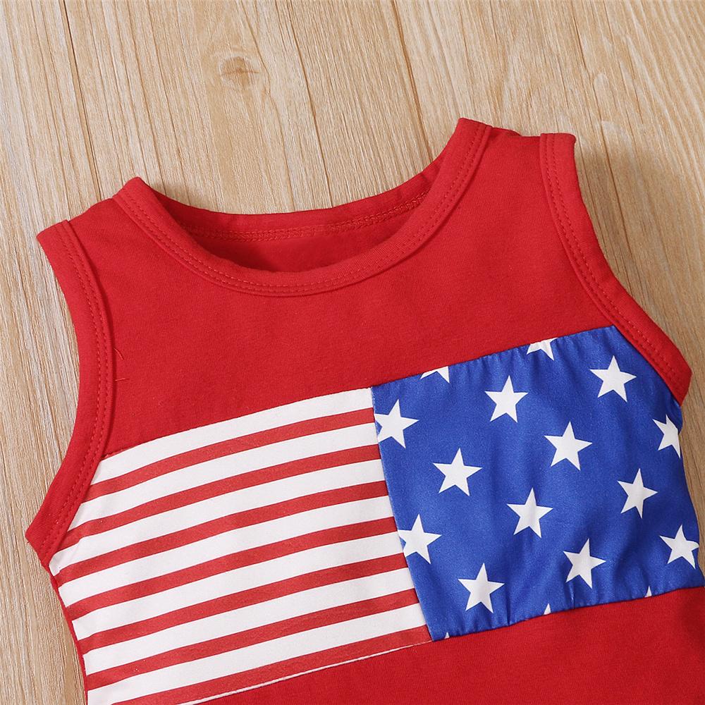 Unisex Sleeveless Striped Star Top & Shorts Sets trendy kids wholesale clothing