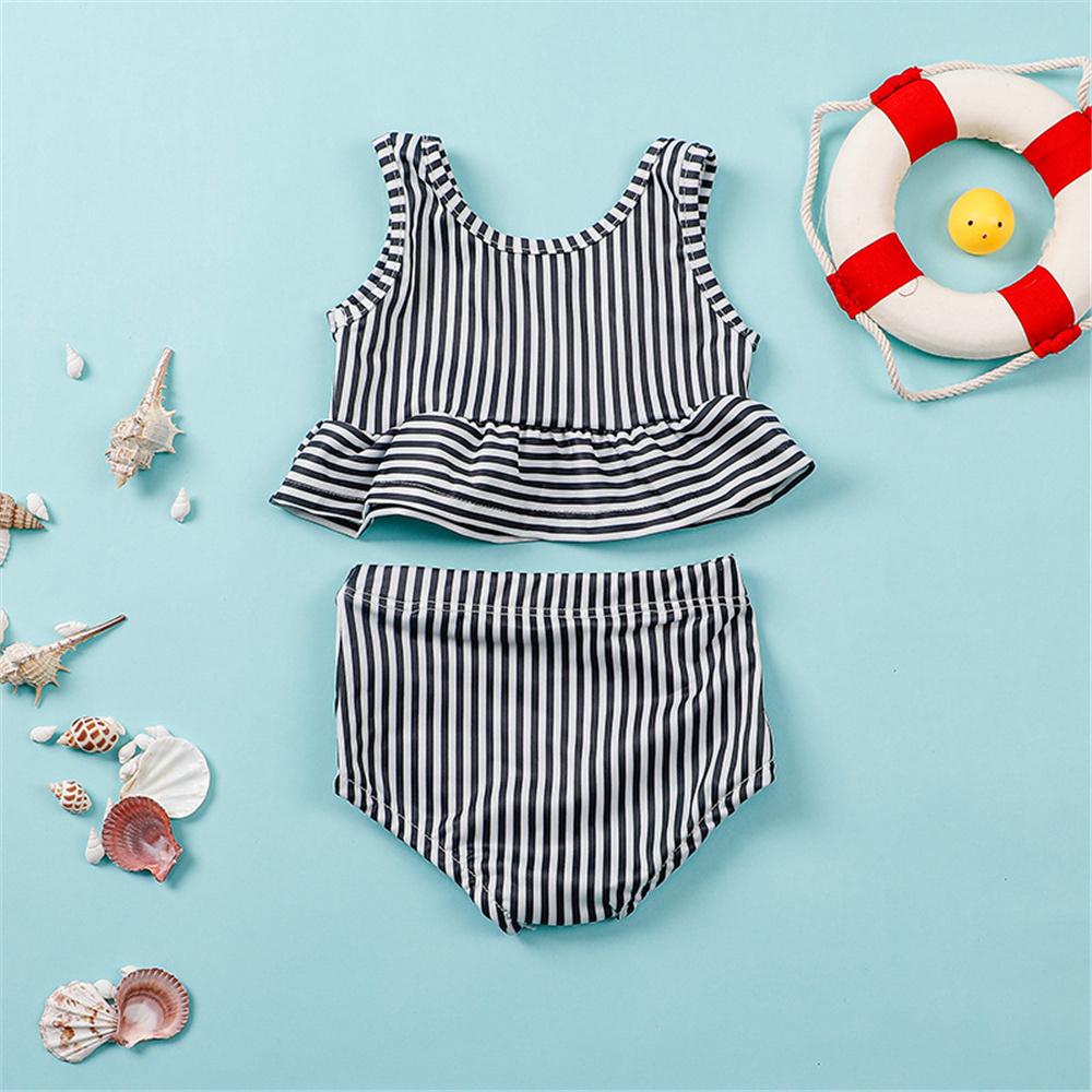 Girls Sleeveless Striped Top & Shorts Swimsuit Toddler 2 Piece Swimsuit