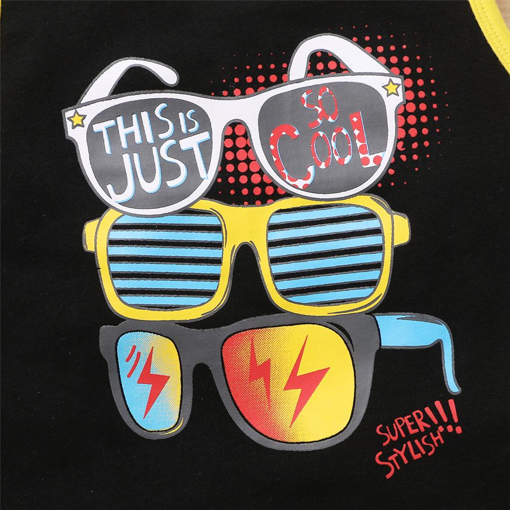 Boys Sleeveless Sunglasses Printed Top & Shorts boy boutique clothing wholesale