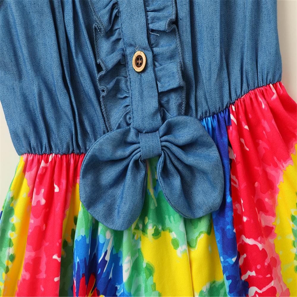 Girls Sleeveless Tie Dye Splicing Dress Toddler Girls Wholesale