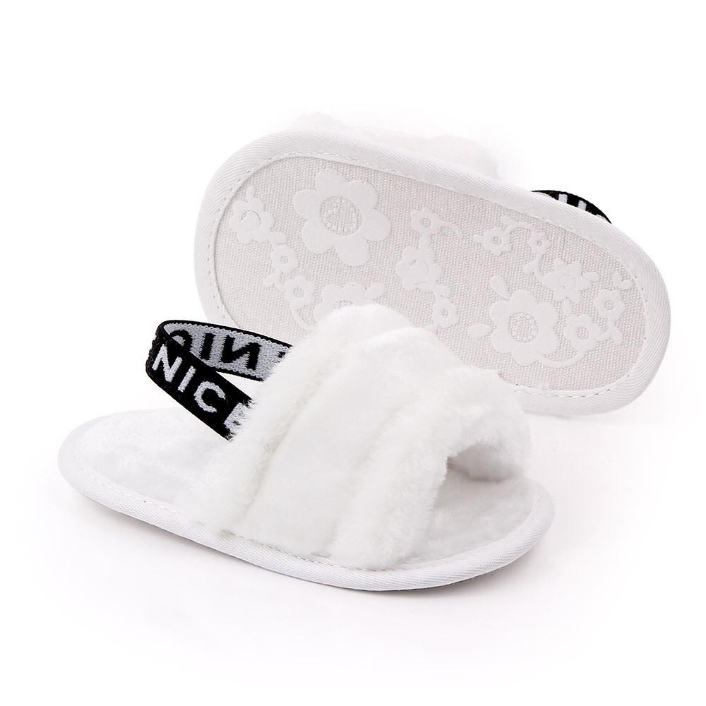 Baby Slip On Solid Color Letter Elastic Band Fur Sandals Wholesale Infant Shoes