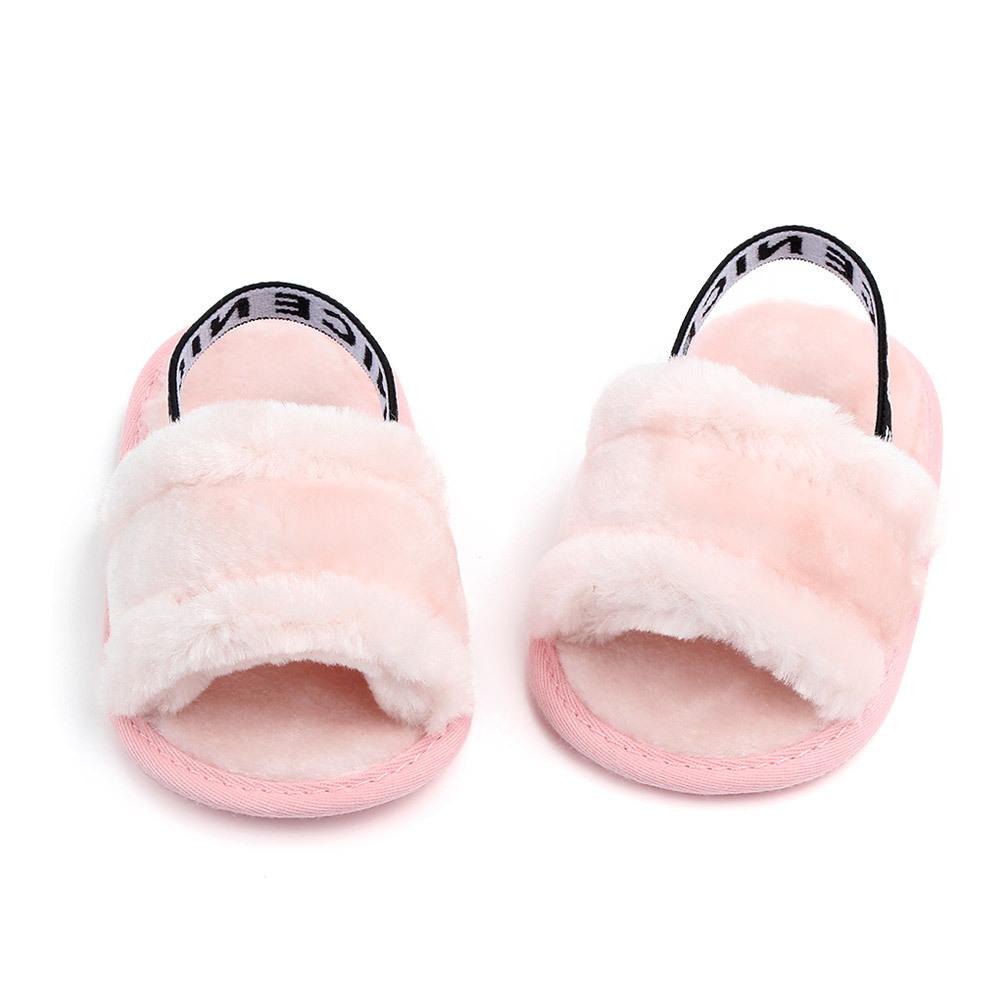 Baby Slip On Solid Color Letter Elastic Band Fur Sandals Wholesale Infant Shoes