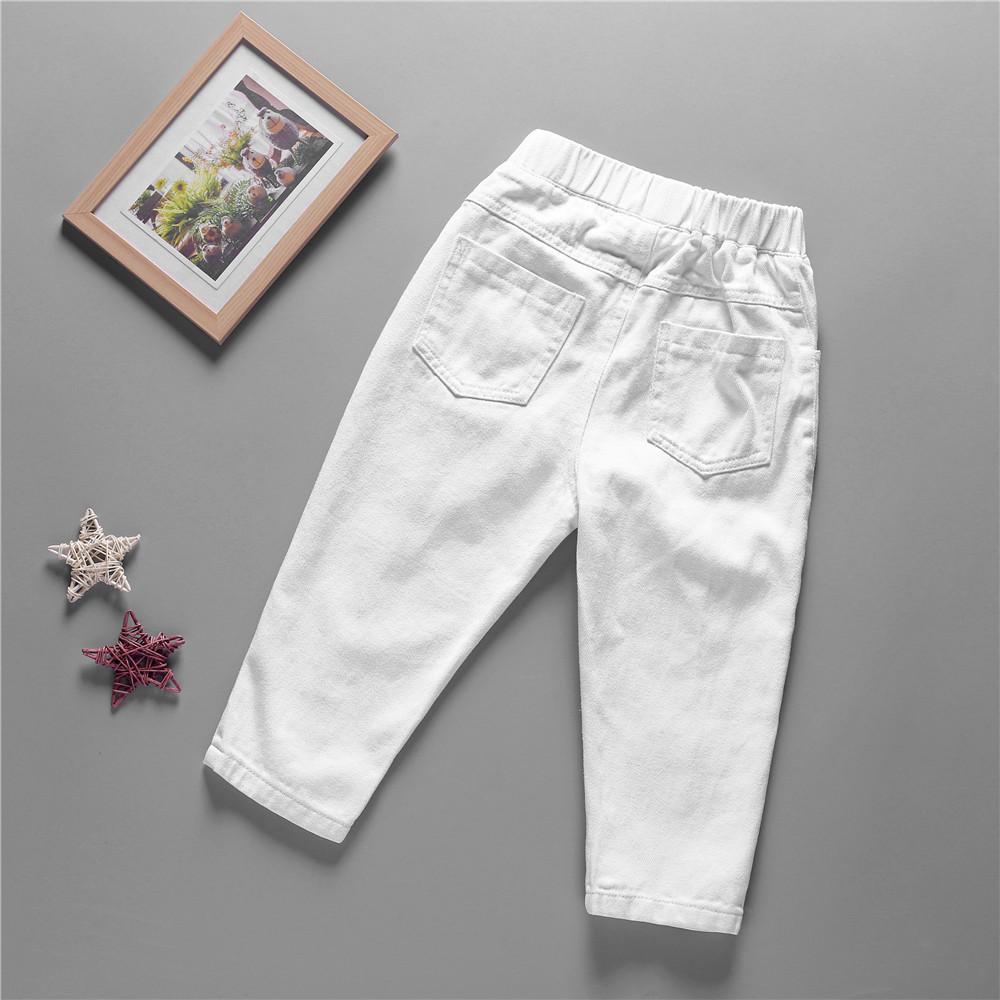 Girls Smile Letter Printed Pocket Pants trendy kids wholesale clothing