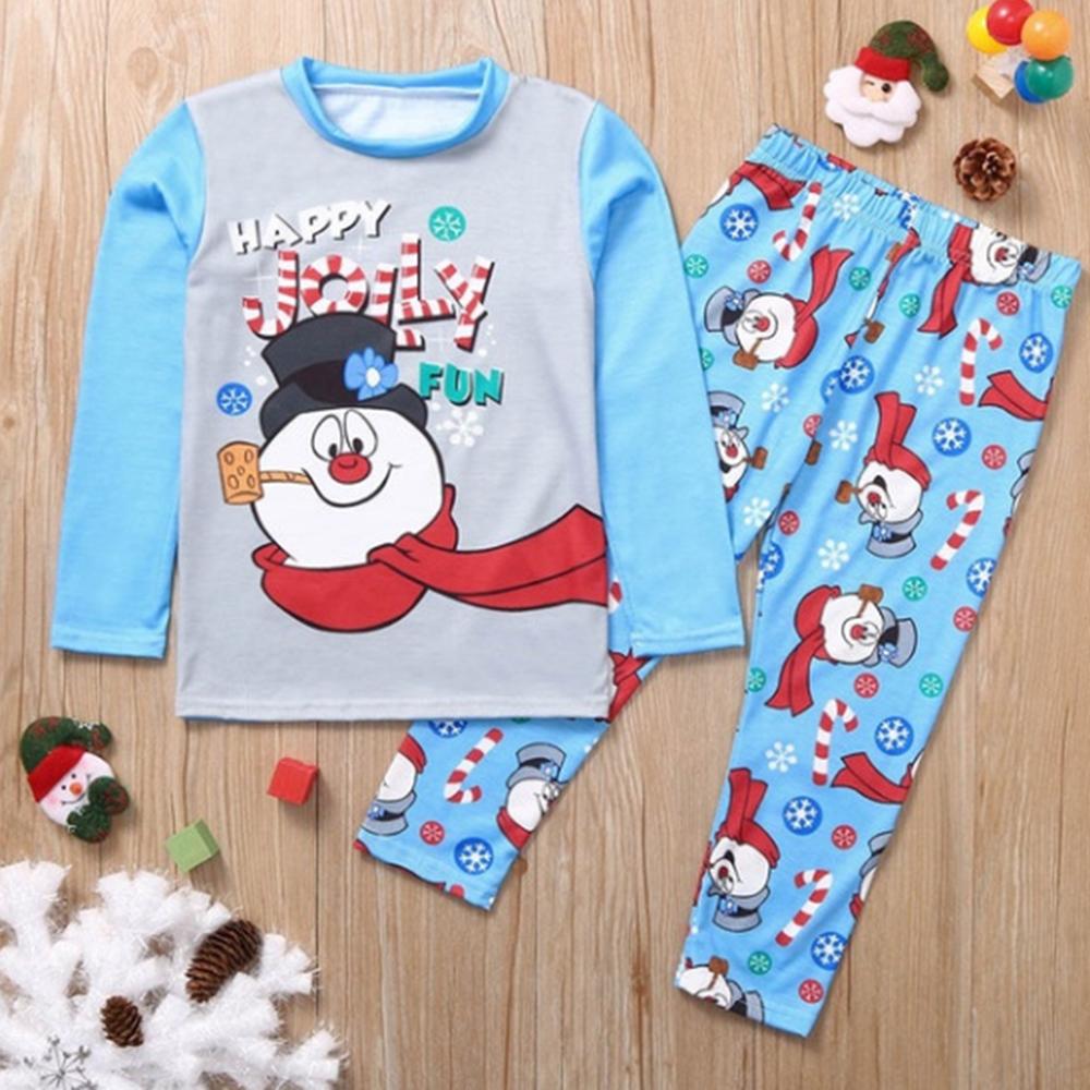 Parent-Child Snowman Printed Top & Pants Mommy And Me Clothing Wholesale
