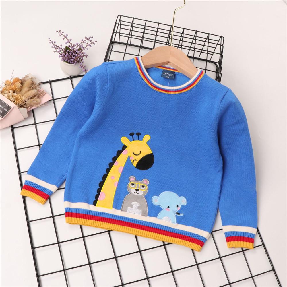 Boys Solid Animal Cartoon Long Sleeve Sweaters