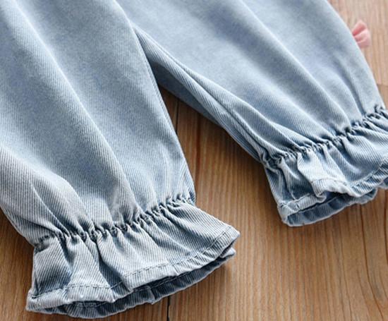 Girls Solid Bow Denim Pants Wholesale Kid Clothes Supplier