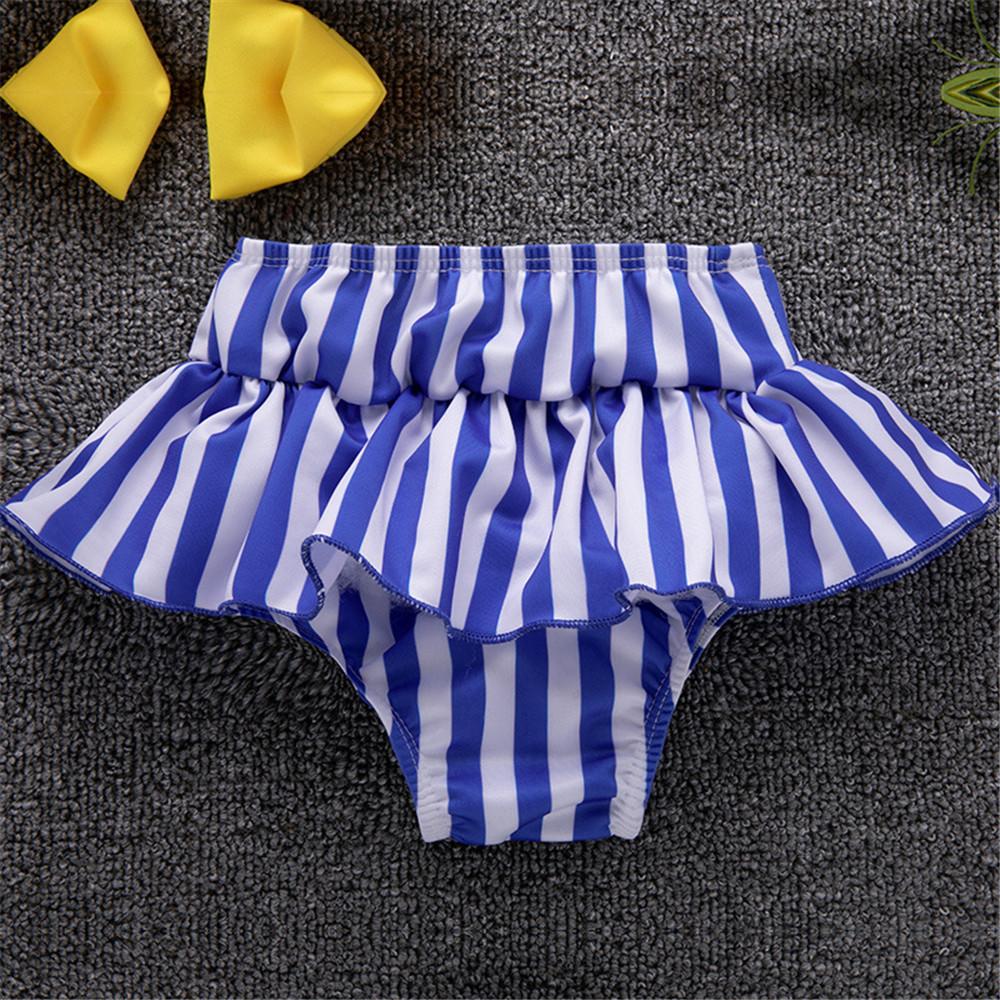 Girls Solid Bow Top & Striped Shorts Swimming Suit 2 Piece Swimsuit With Shorts