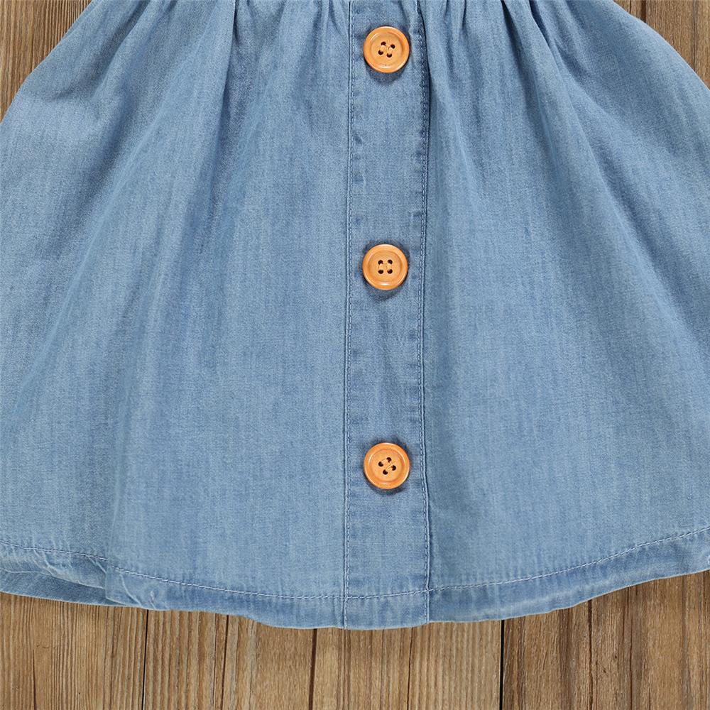 Girls Solid Button Flutter Sleeve Denim Dress wholesale kids boutique clothing