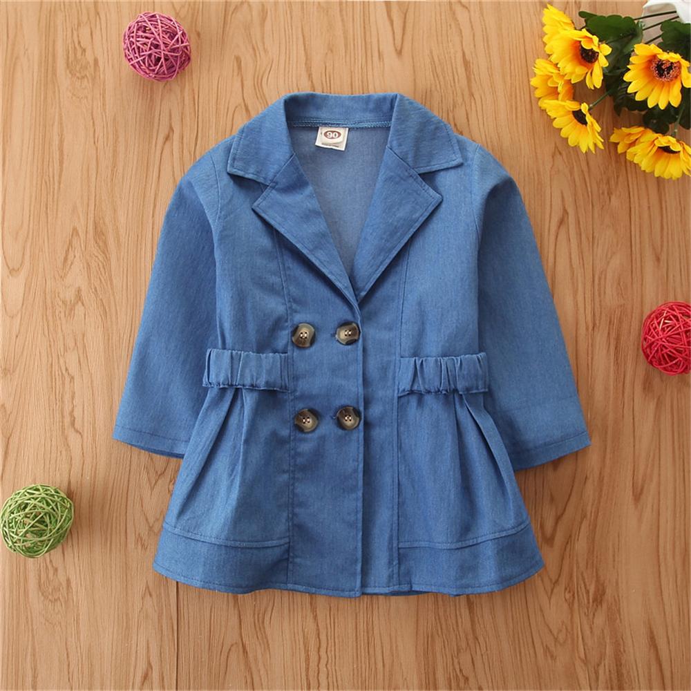 Girls Solid Button Long Sleeve Coat Wholesale Little Girls Clothes