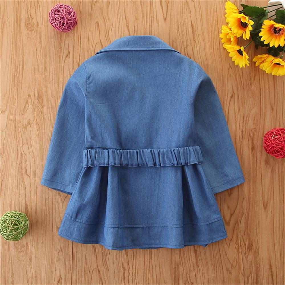 Girls Solid Button Long Sleeve Coat Wholesale Little Girls Clothes