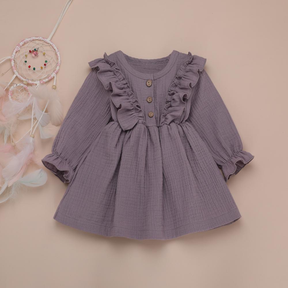 Toddler Girls Solid Button Long Sleeve Cotton Blouse Girl Wholesale