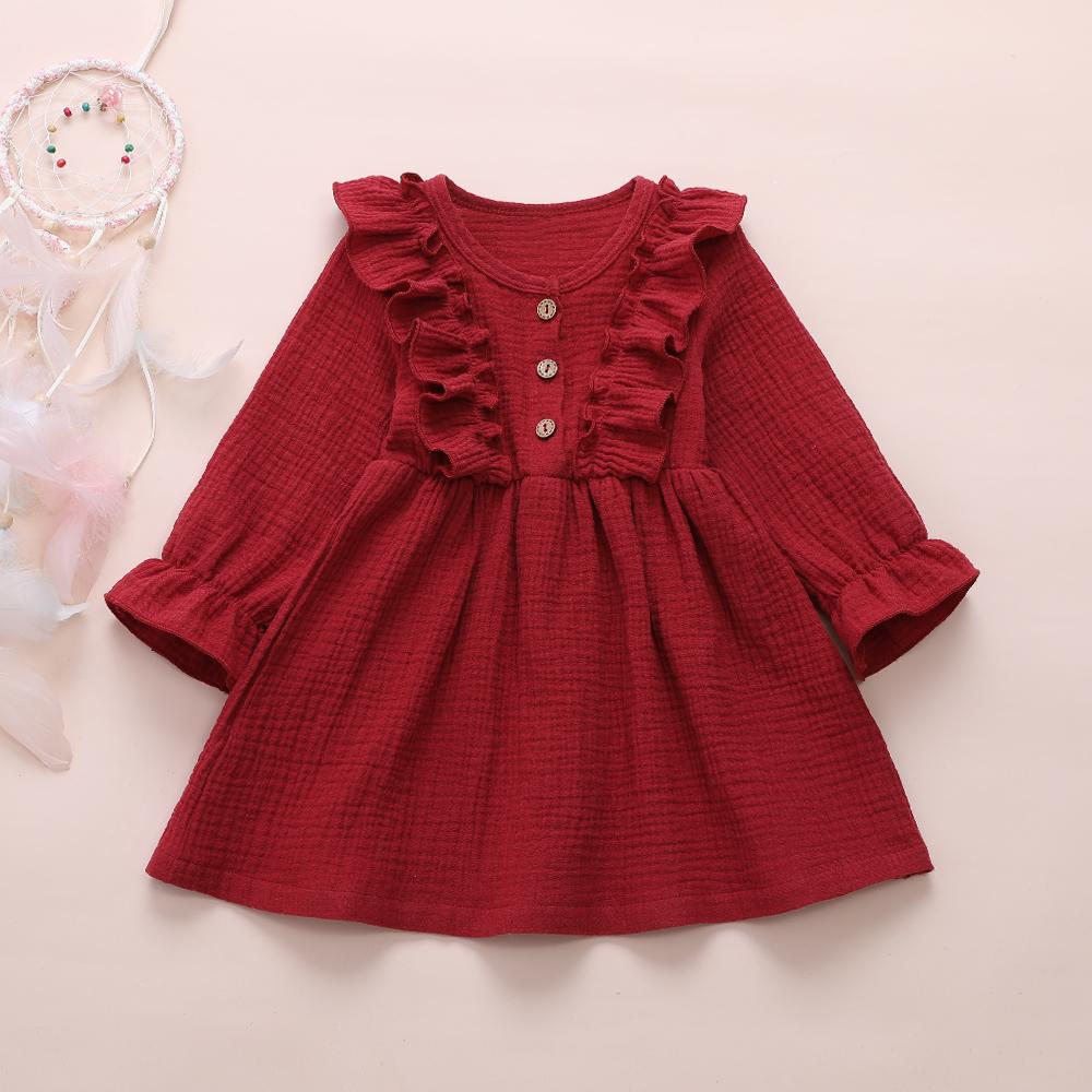 Toddler Girls Solid Button Long Sleeve Cotton Blouse Girl Wholesale