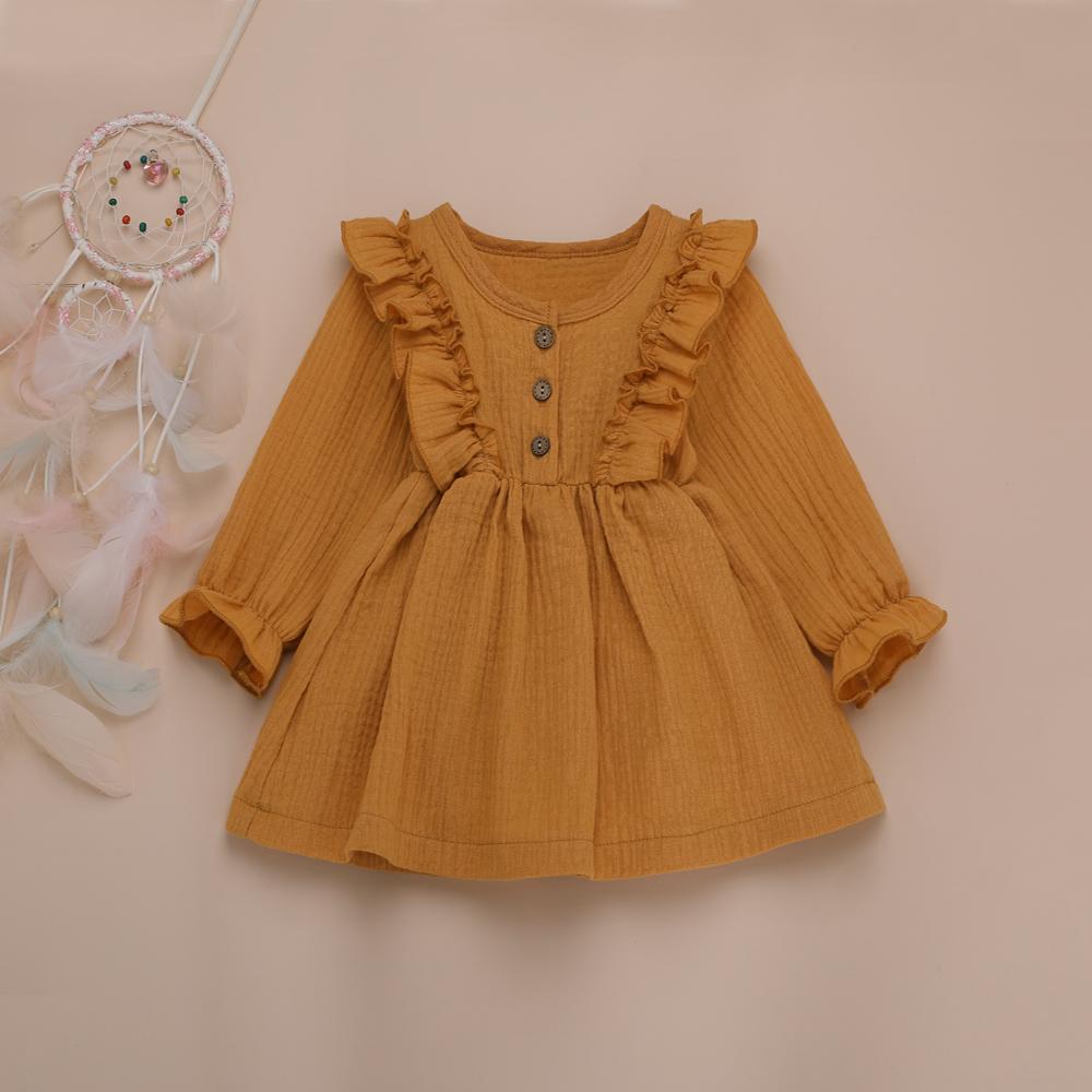 Toddler Girls Solid Button Long Sleeve Cotton Blouse Girl Wholesale