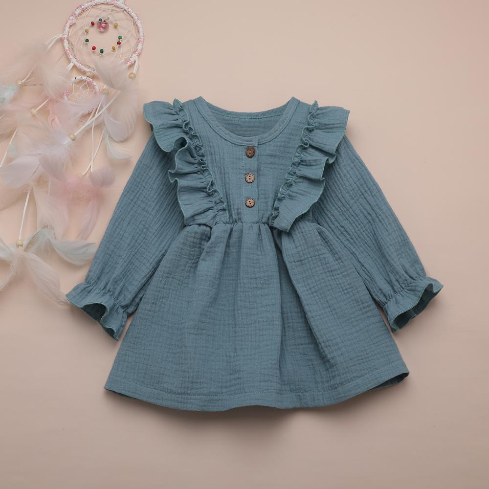 Toddler Girls Solid Button Long Sleeve Cotton Blouse Girl Wholesale