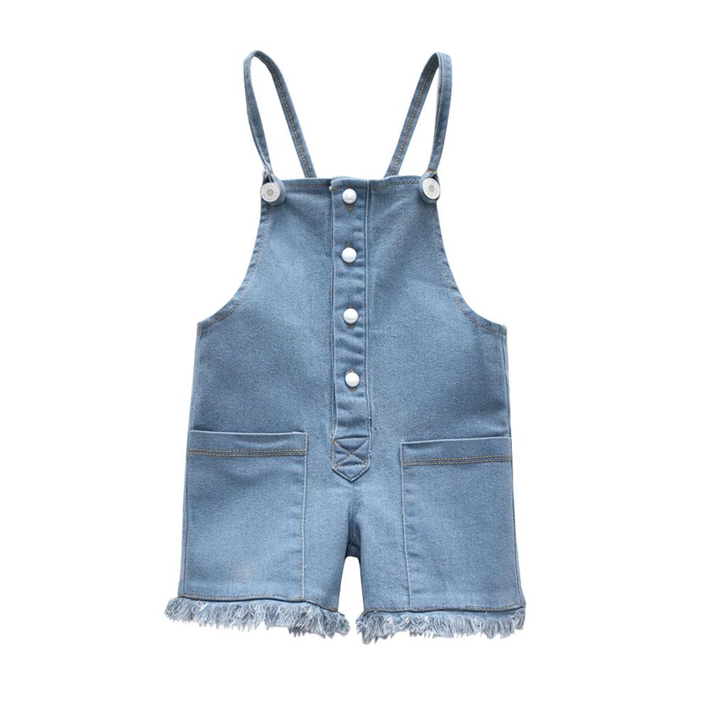 Baby Girls Solid Color Button Pocket Suspender Jumpsuit Baby Clothes Wholesale Bulk