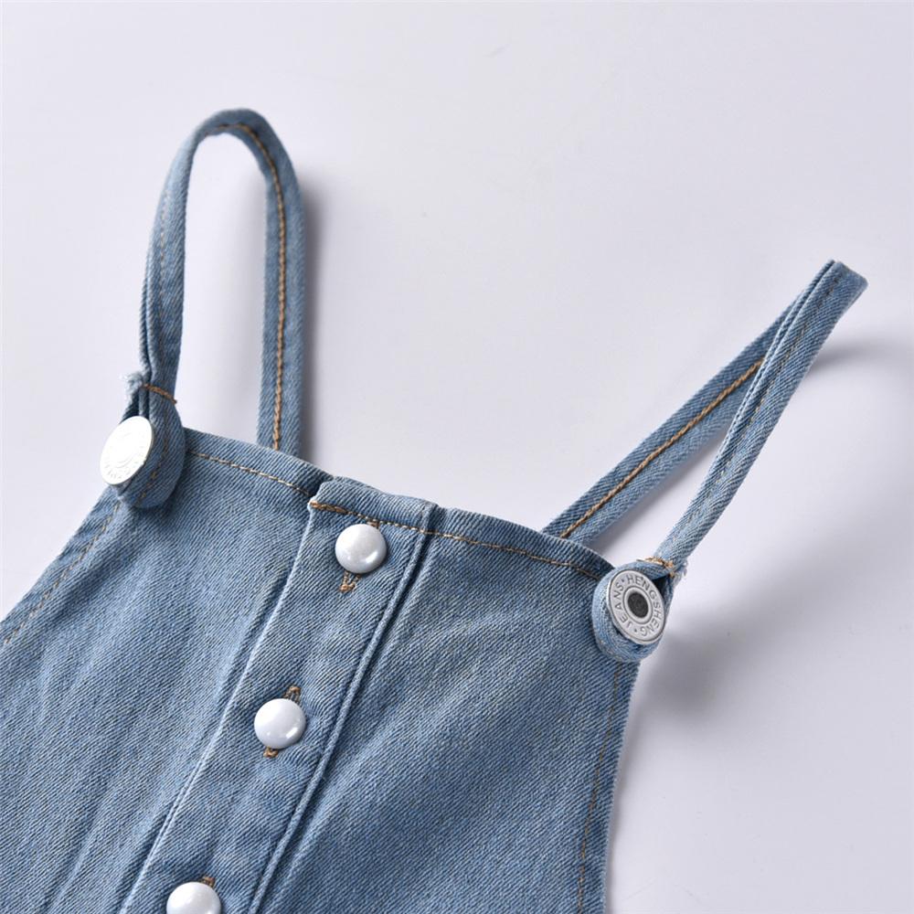 Baby Girls Solid Color Button Pocket Suspender Jumpsuit Baby Clothes Wholesale Bulk