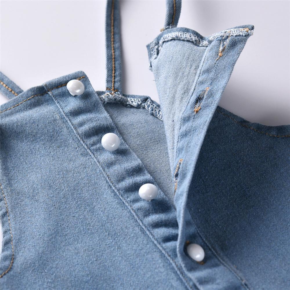 Baby Girls Solid Color Button Pocket Suspender Jumpsuit Baby Clothes Wholesale Bulk