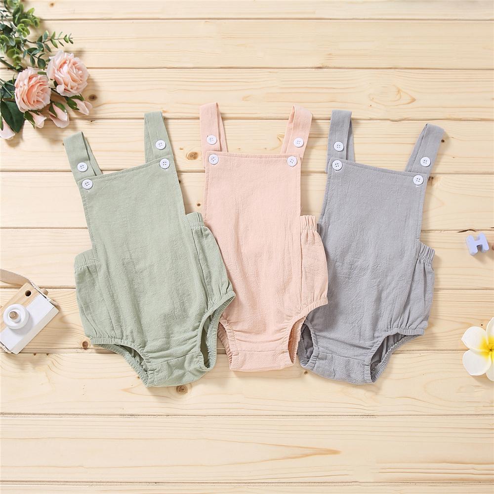 Baby Girls Solid Color Button Romper bulk baby clothes