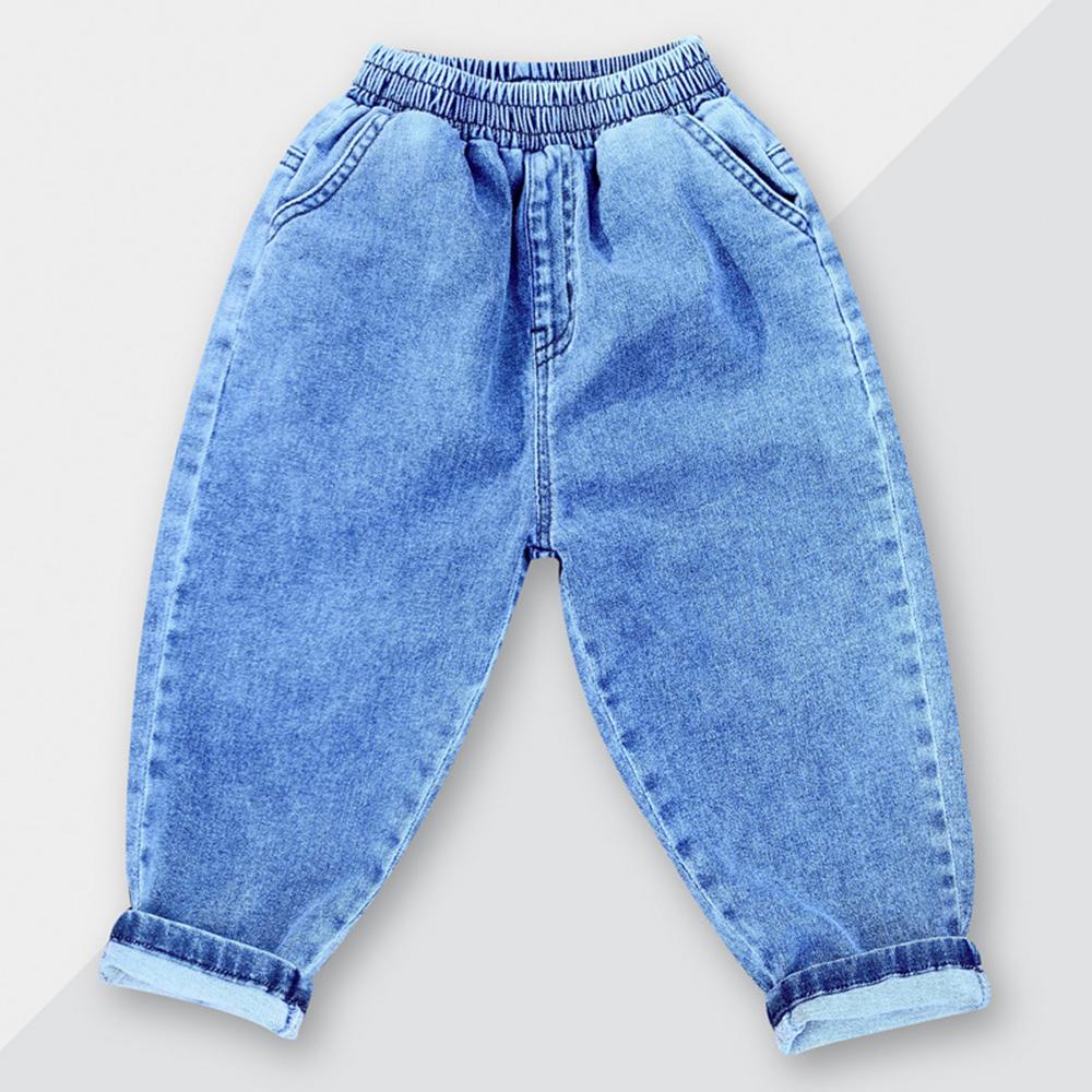 Unisex Solid Color Casual Elastic Waist Jeans bulk childrens clothing suppliers