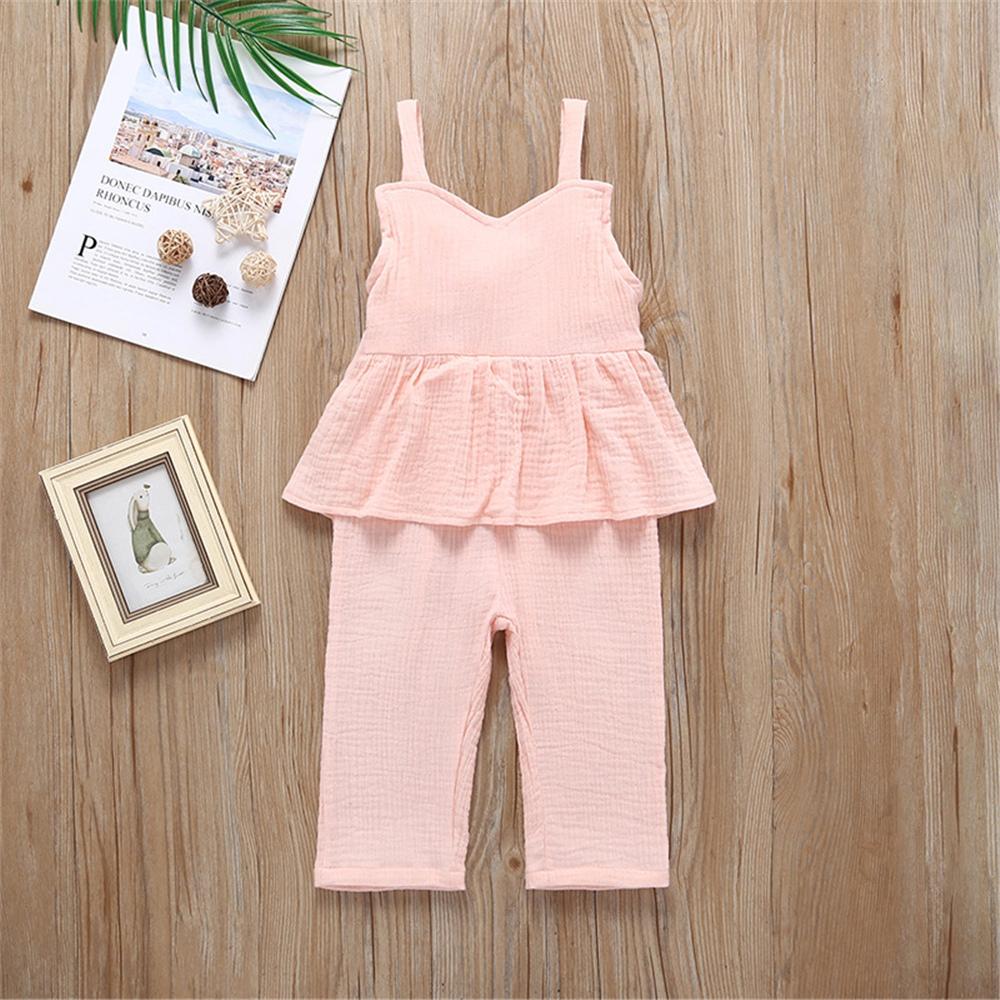 Girls Solid Color Casual Sling Jumpsuit Wholesale Baby Girl Clothes