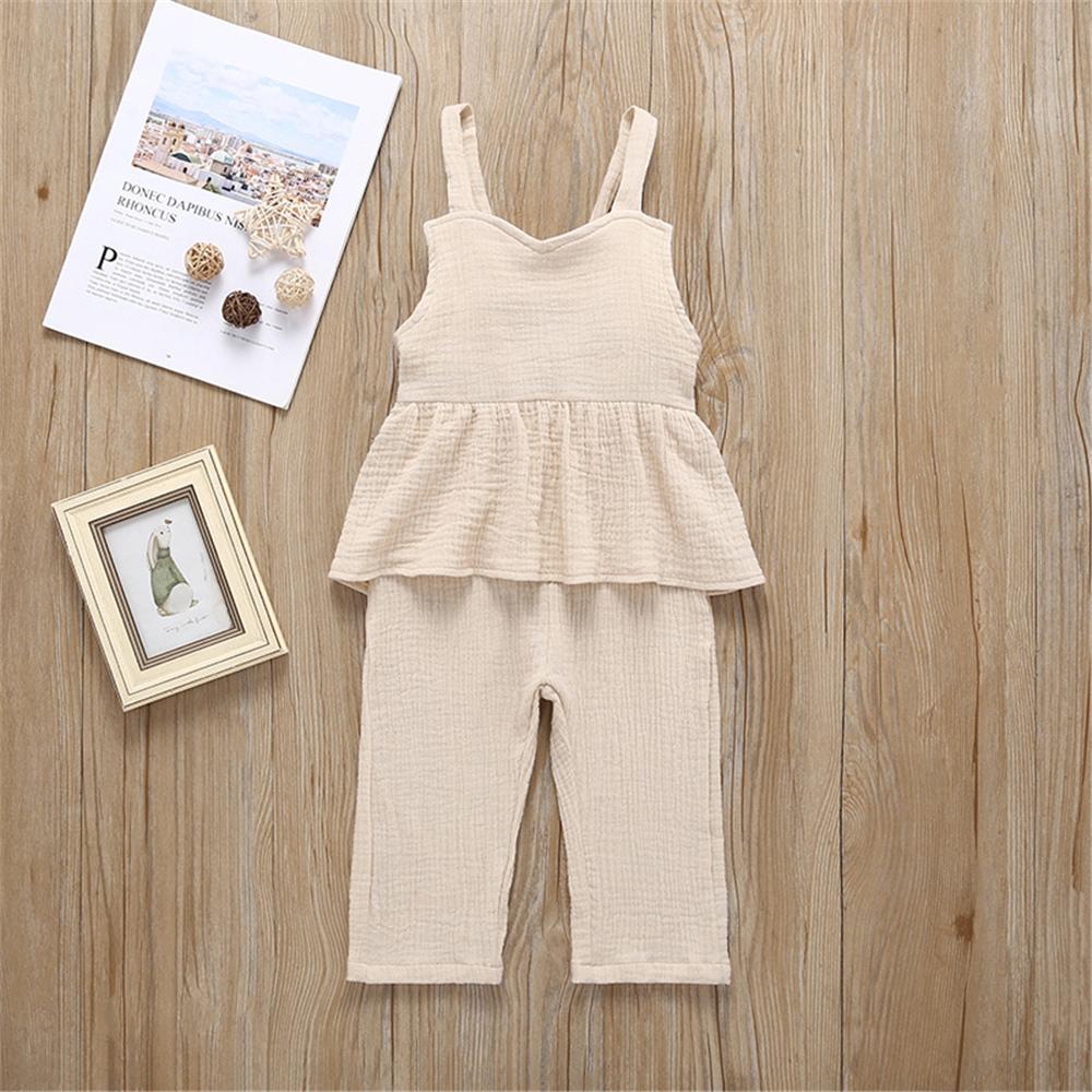 Girls Solid Color Casual Sling Jumpsuit Wholesale Baby Girl Clothes