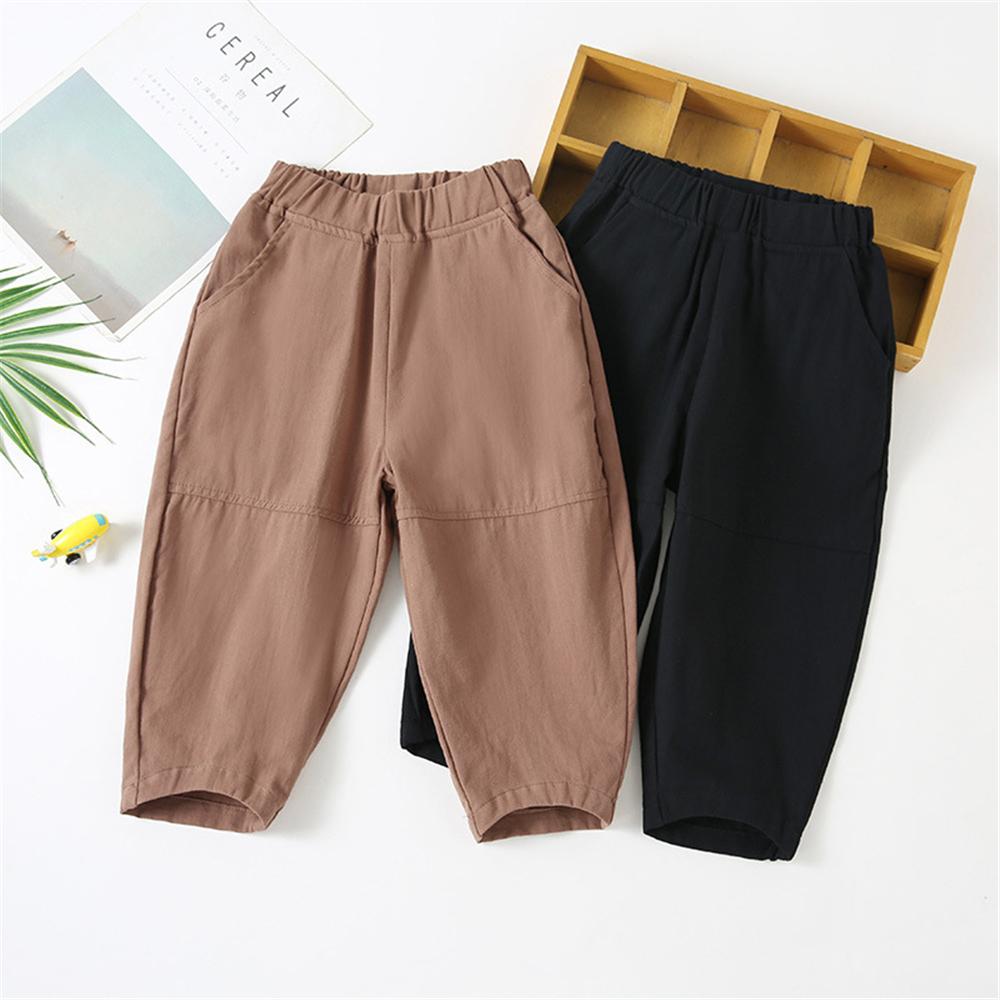 Unisex Solid Color Elastic Waist Pocket Casual Pants kids clothing vendors