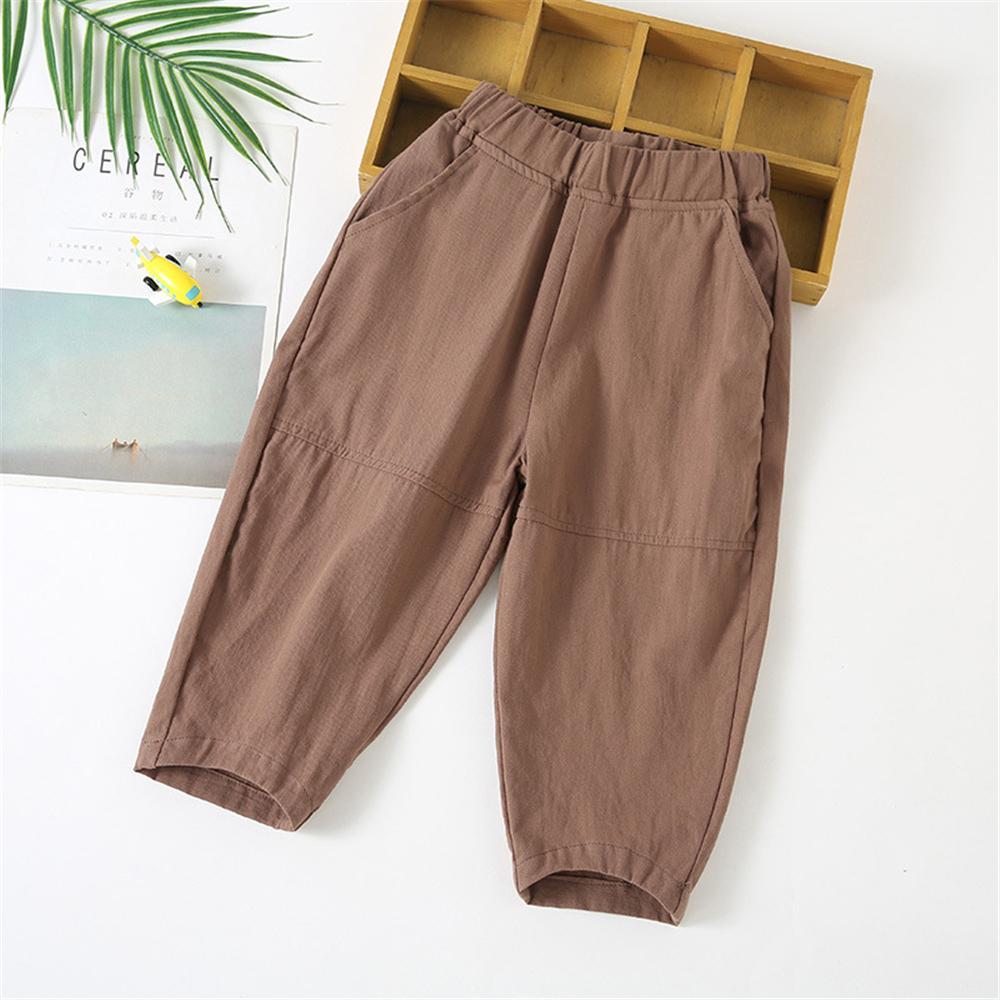 Unisex Solid Color Elastic Waist Pocket Casual Pants kids clothing vendors