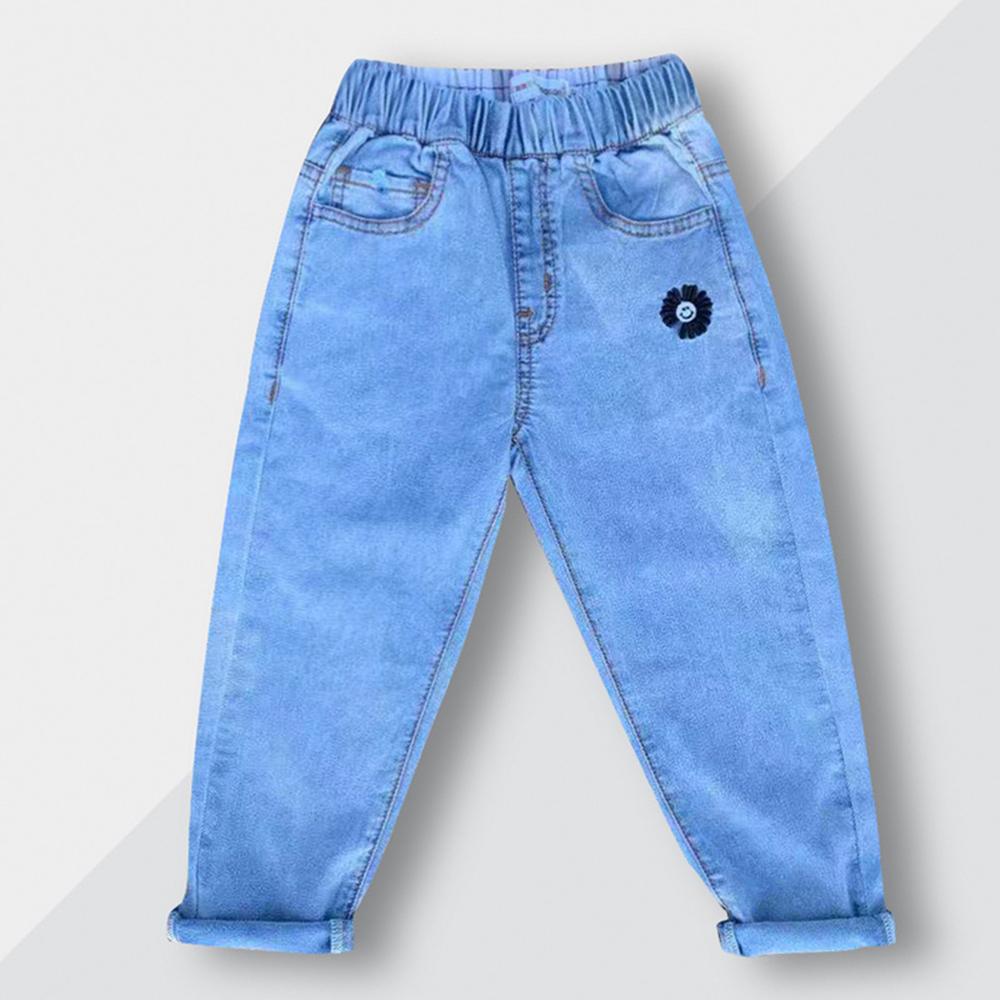 Unisex Solid Color Elastic Waist Pocket Jeans children clothing vendors