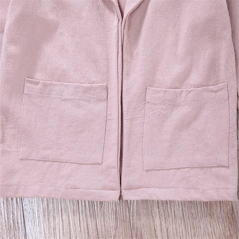 Girls Solid Color Long Sleeve Pocket Casual Jacket Girls Boutique Clothes Wholesale