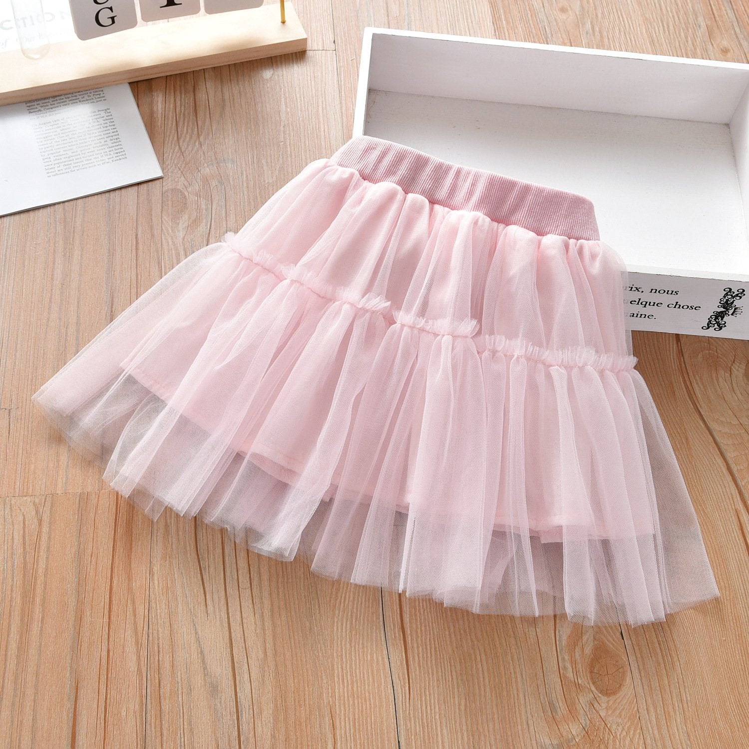 Girls Solid Color Mesh Skirt trendy kids wholesale clothing
