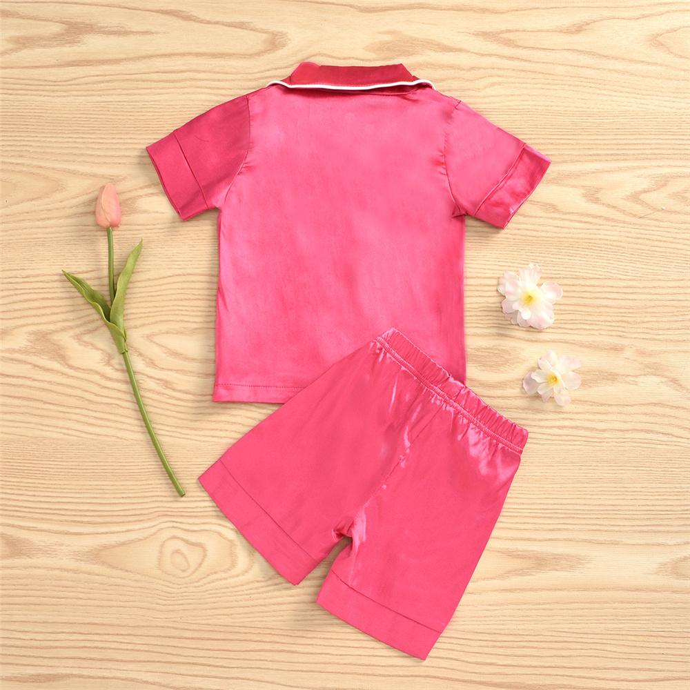 Unisex Solid Color Pajamas Suit Button Short Sleeve Top & Shorts Trendy Kids Wholesale Clothing