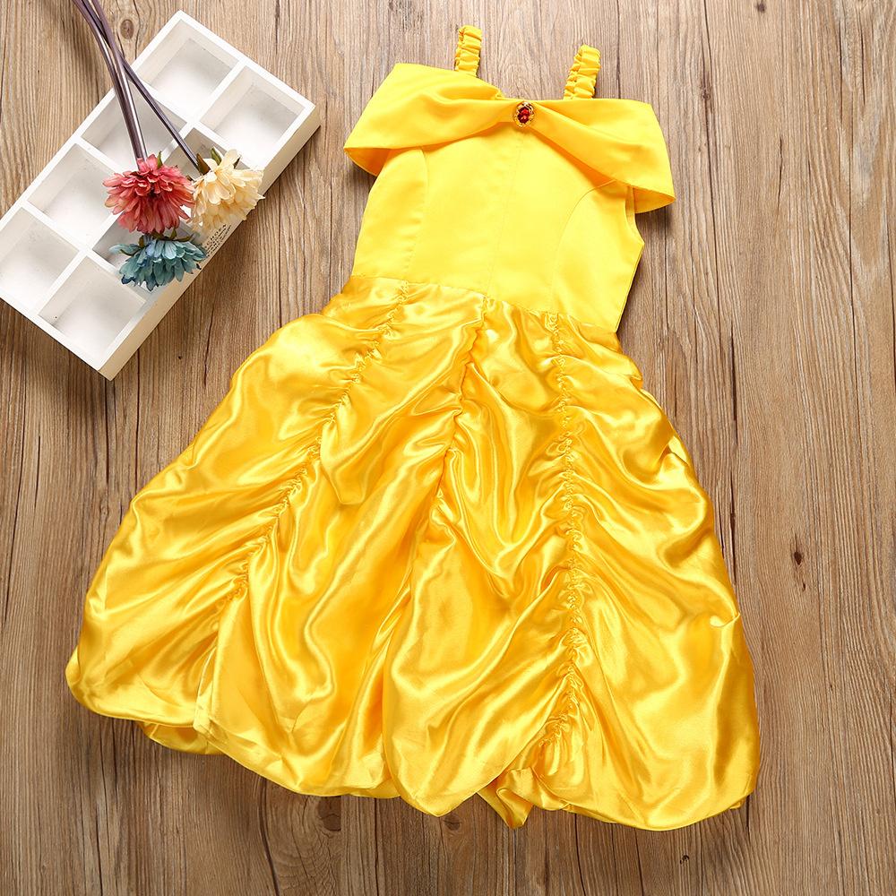 Girls Solid Color Pleated Off Shoulder Sling Princess Dress wholesale infant clothing