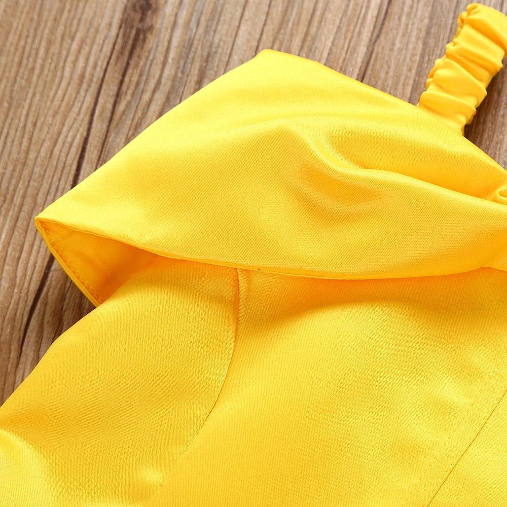 Girls Solid Color Pleated Off Shoulder Sling Princess Dress wholesale infant clothing