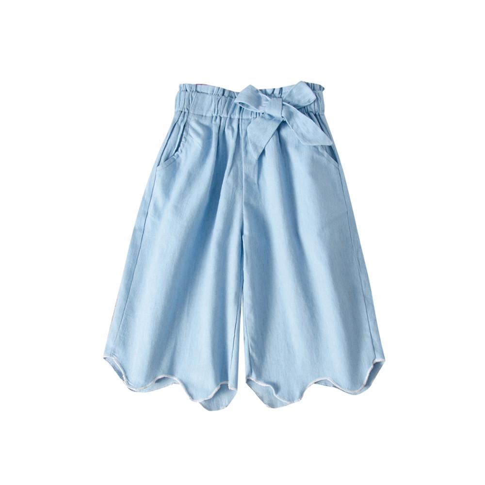 Girls Solid Color Pocket Bow Irregular Shorts kids clothing vendors