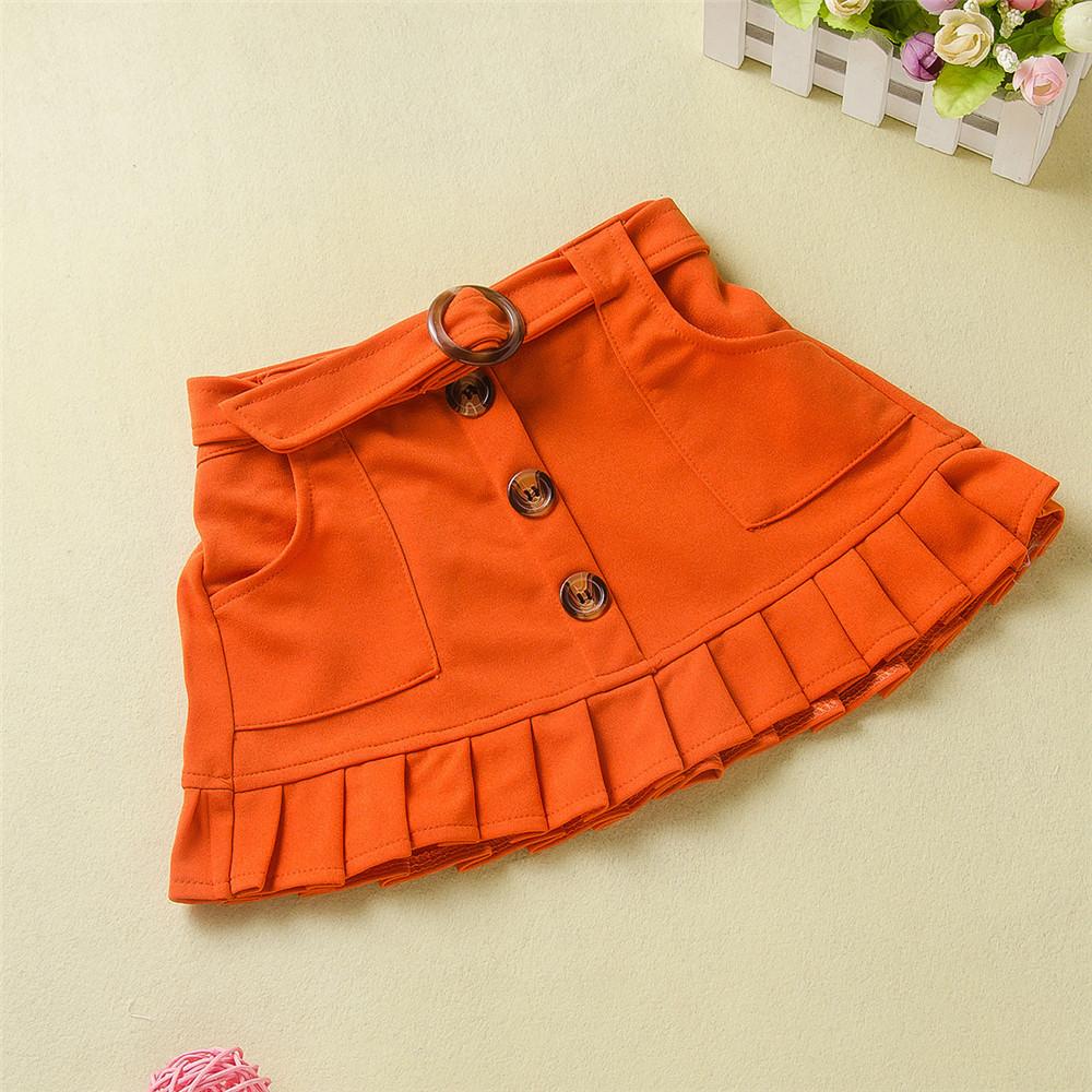 Girls Solid Color Ruffled Short Sleeve Top & Skirt Girls Boutique Clothes Wholesale