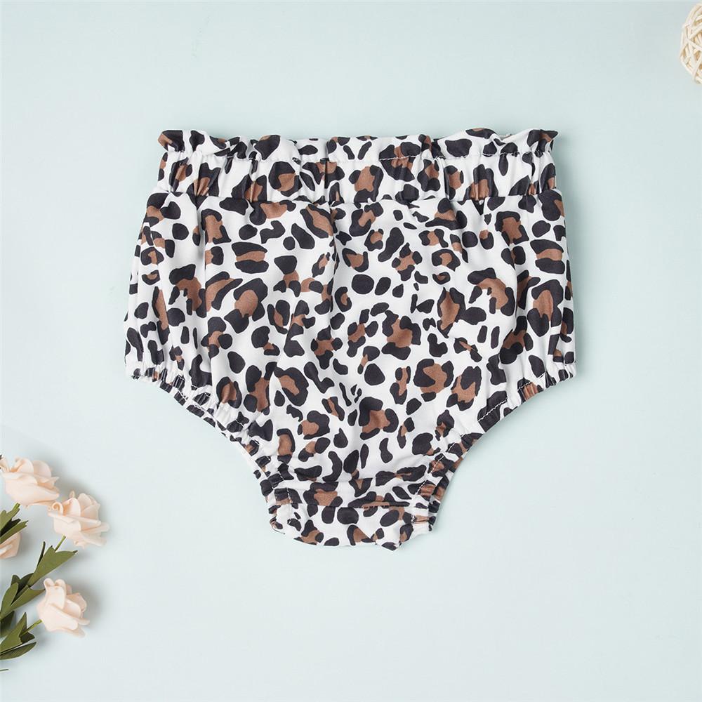 Baby Girls Solid Color Short Sleeve Romper & Leopard Shorts & Headband wholesale baby clothes