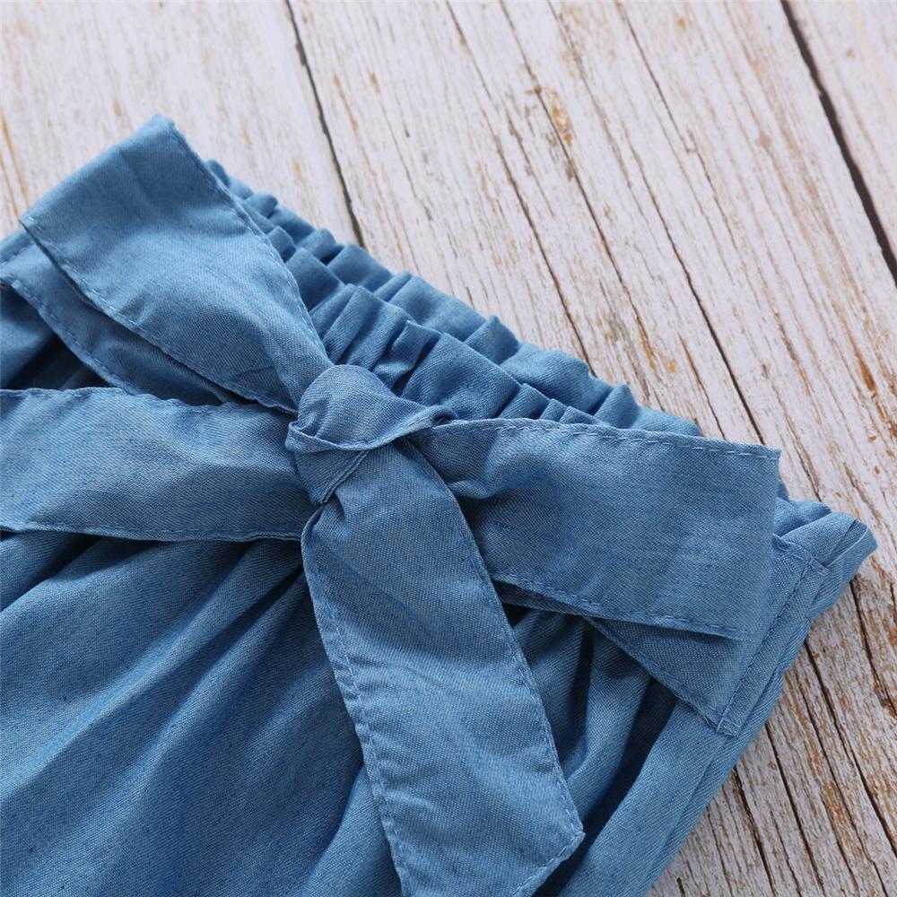 Baby Girls Solid Color Short Sleeve Ruffled Romper & Shorts Wholesale Baby Clothes