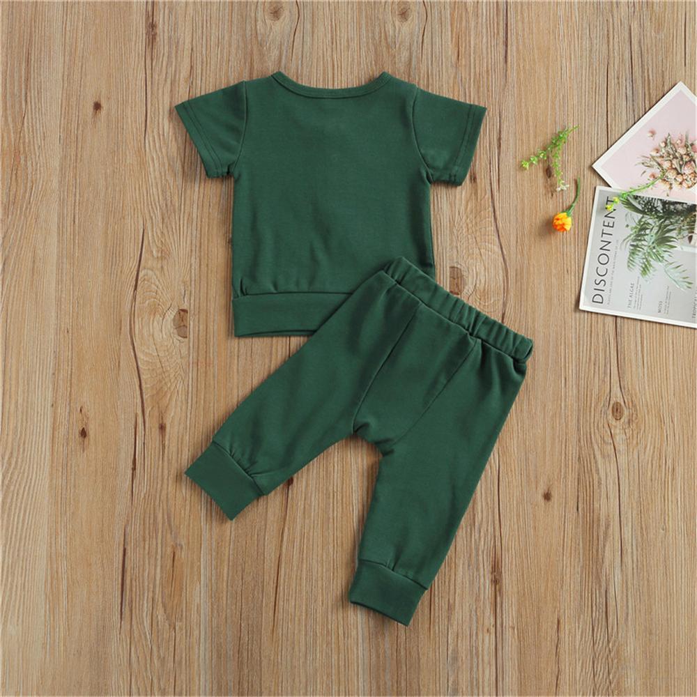 Baby Unisex Solid Color Short Sleeve Top & Pants Cheap Baby Clothes Online Wholesale