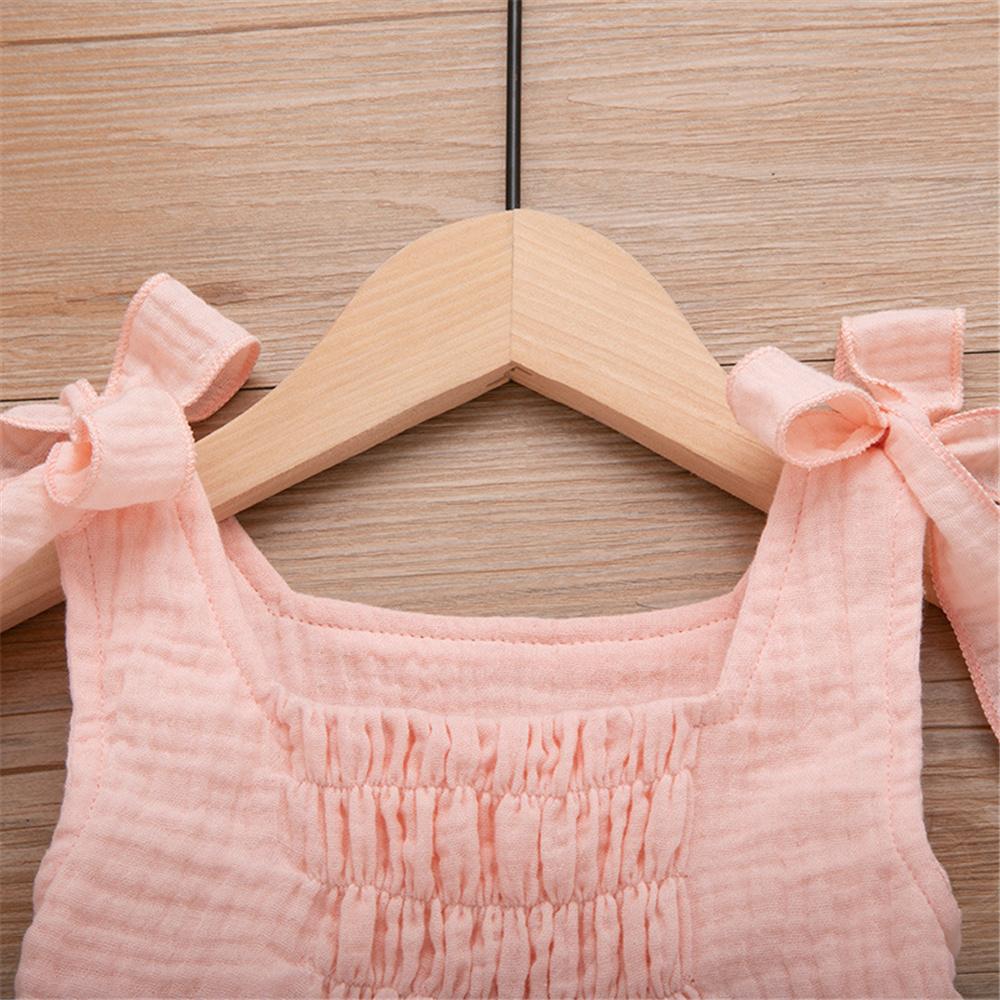 Girls Solid Color Sleeveless Bow Decor Top & Shorts wholesale children's boutique clothing suppliers usa
