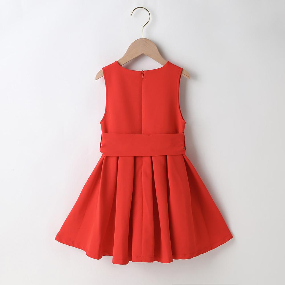 Girls Solid Color Sleeveless Casual Belt Dress Wholesale Little Girl Dresses