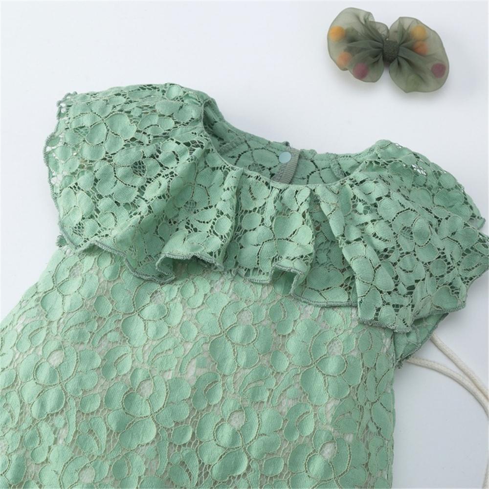 Baby Girls Solid Color Sleeveless Lace Romper Wholesale Baby Clothes