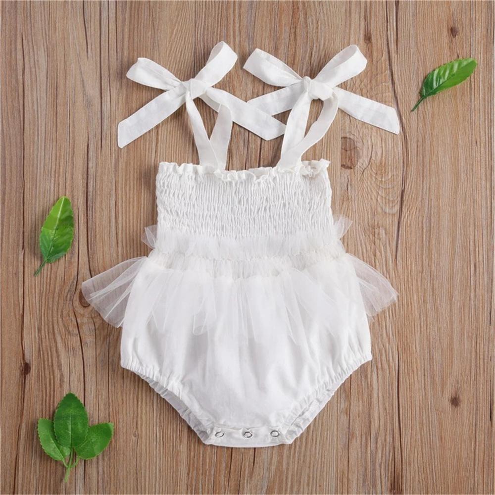 Baby Girls Solid Color Sleeveless Mesh Romper Baby Clothes Vendors