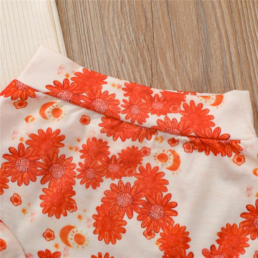 Baby Girls Solid Color Sling Top & Flower Shorts wholesale baby boutique clothing