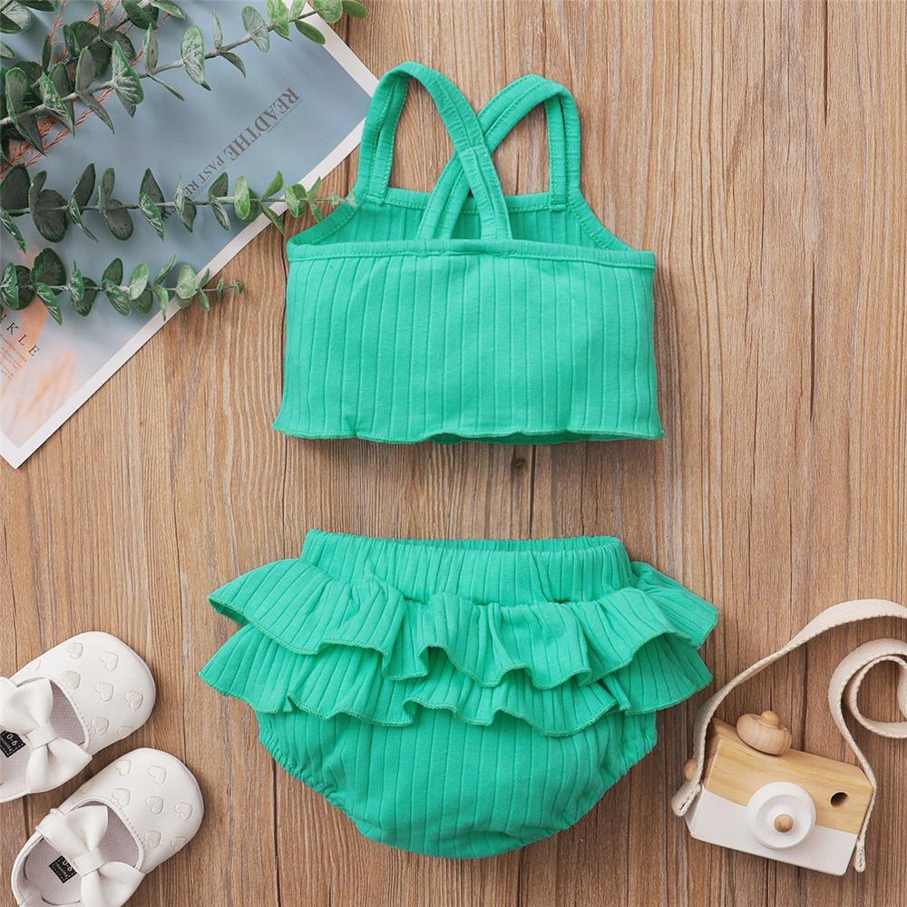 Baby Girls Solid Color Sling Top & Ruffled Shorts Baby Clothes Suppliers