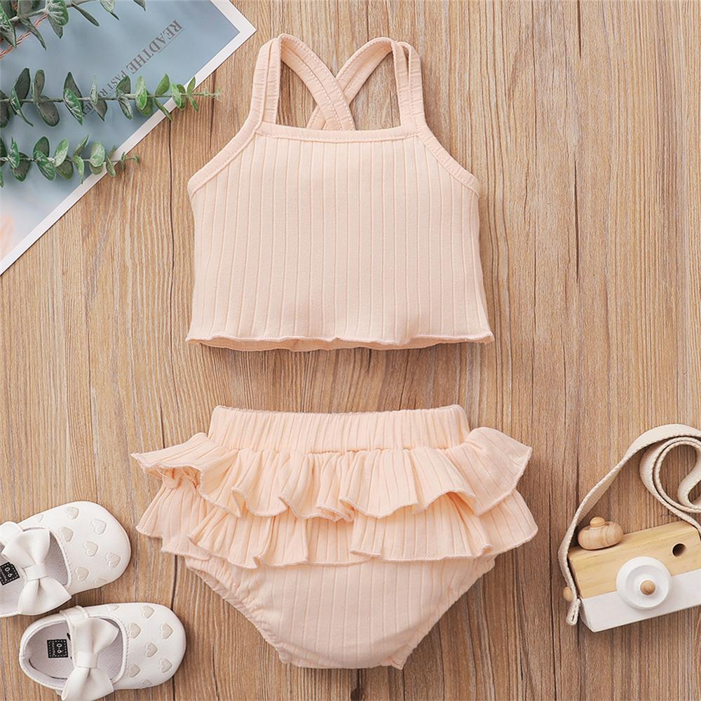Baby Girls Solid Color Sling Top & Ruffled Shorts Baby Clothes Suppliers