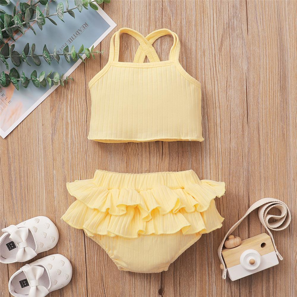 Baby Girls Solid Color Sling Top & Ruffled Shorts Baby Clothes Suppliers