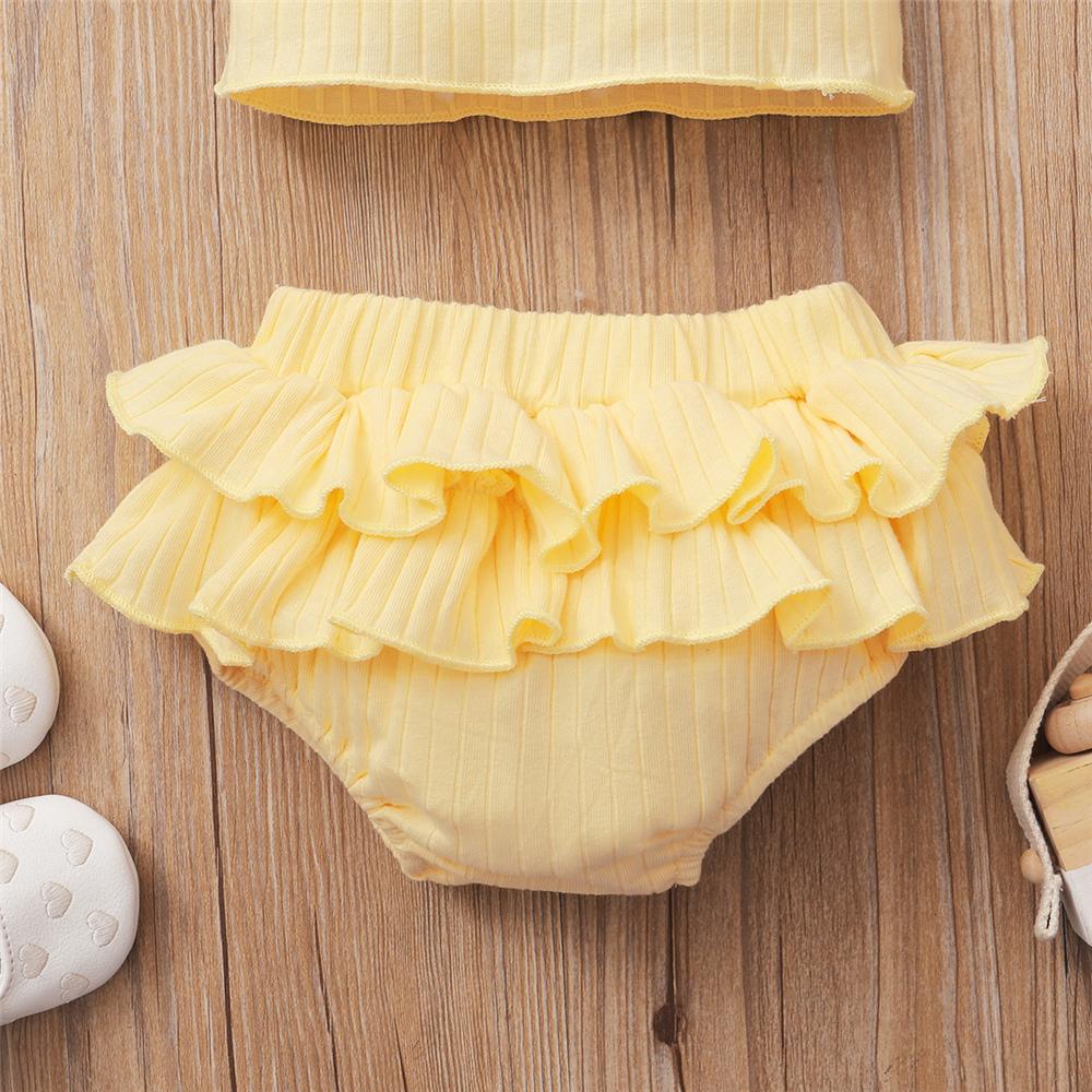 Baby Girls Solid Color Sling Top & Ruffled Shorts Baby Clothes Suppliers