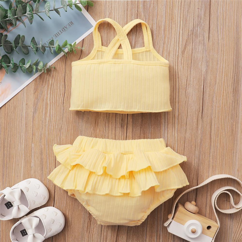 Baby Girls Solid Color Sling Top & Ruffled Shorts Baby Clothes Suppliers