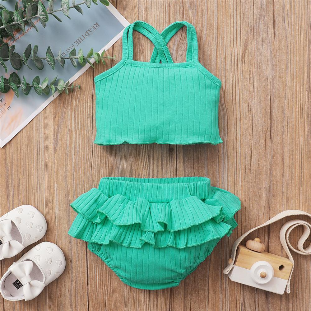 Baby Girls Solid Color Sling Top & Ruffled Shorts Baby Clothes Suppliers